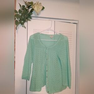 Mint Green Button-Up Women's Sweater